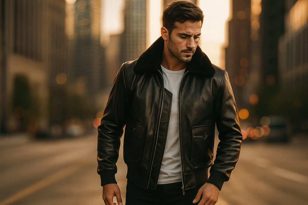 Men’s G-1 Bomber Jacket in 100% Genuine Sheepskin Leather