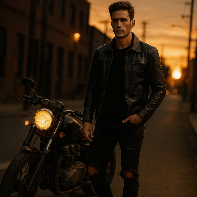 Premium Black Leather Jacket for Men – Classic Biker Style with Quilted Lining and Sleek Finish