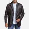Wine Black Leather Blazer