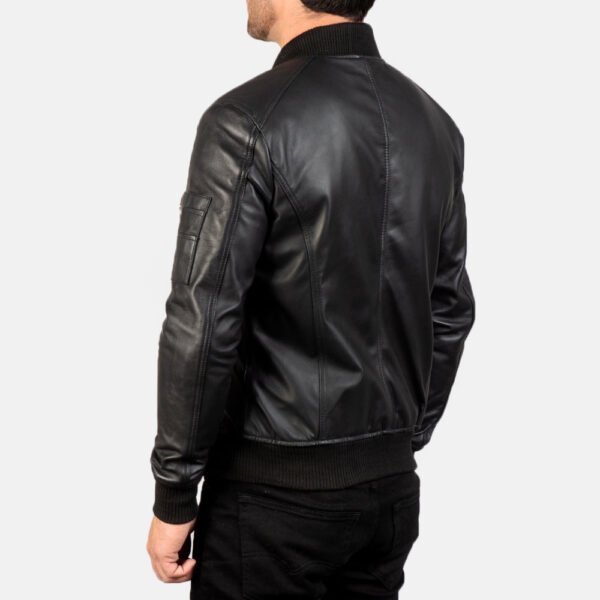 Bomia Na-1 Black Leather Bomber Jacket