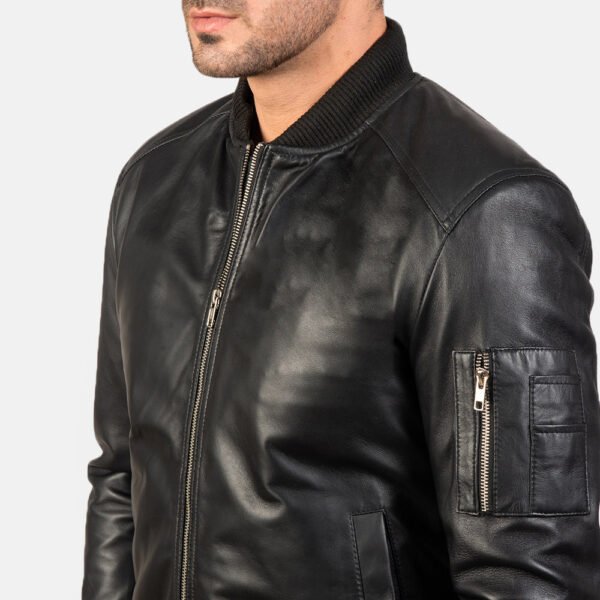 Bomia Na-1 Black Leather Bomber Jacket
