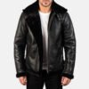 Francis B-3 Black Leather Bomber Jacket