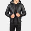 Bomia Na-1 Black Leather Bomber Jacket