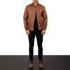 Bomia Ma-1 Brown Leather Bomber Jacket