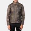 Alex Distressed Brown Leather Biker Jacket