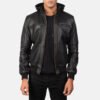 Bouncer Biz Black Leather Bomber Jacket