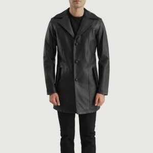 Brawnton Black Leather Coat