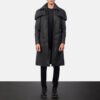 Rugged Black Distressed Leather Duster for Men – Longline Vintage Coat