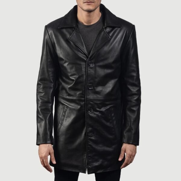 Men_s_Classmith_Black_Leather_Coat_Close_Front_64517682-fcc6-46b5-a1c3-496e28b705c3 Classmith Black Leather Quilted Bomber Jacket