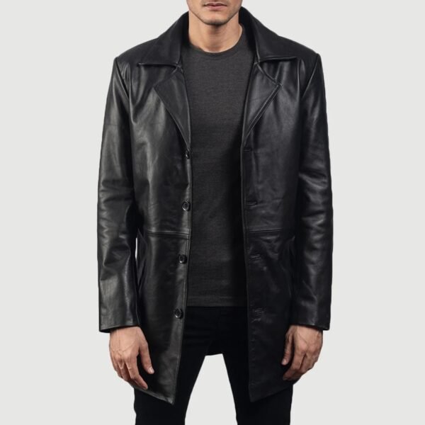 Men_s_Classmith_Black_Leather_Coat_Open_Front_6f6b81b1-4b7c-4092-bd21-64c1198eea4b Classmith Black Leather Quilted Bomber Jacket