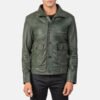 Columbus Green Leather Bomber Jacket