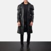 Deux Black Leather Duster