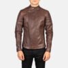 Faisor Brown Leather Biker Jacket