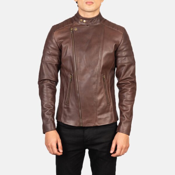 Faisor Brown Leather Biker Jacket