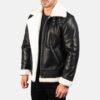 Francis B-3 Black & White Leather Bomber Jacket
