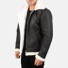 Francis B-3 Distressed Black Leather Bomber Jacket