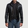 Highschool Black Hooded Leather Jacket