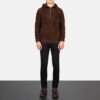 Kenton Hooded Mocha Suede Pullover Jacket