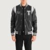 Liberte Texas Black Leather Varsity Jacket