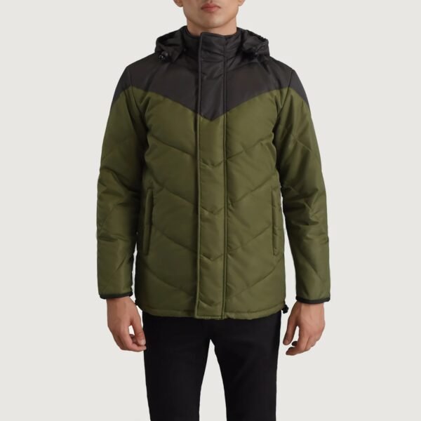 Luka Black & Green Hooded Puffer Jacket