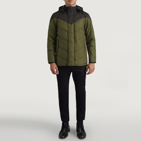 Luka Black & Green Hooded Puffer Jacket