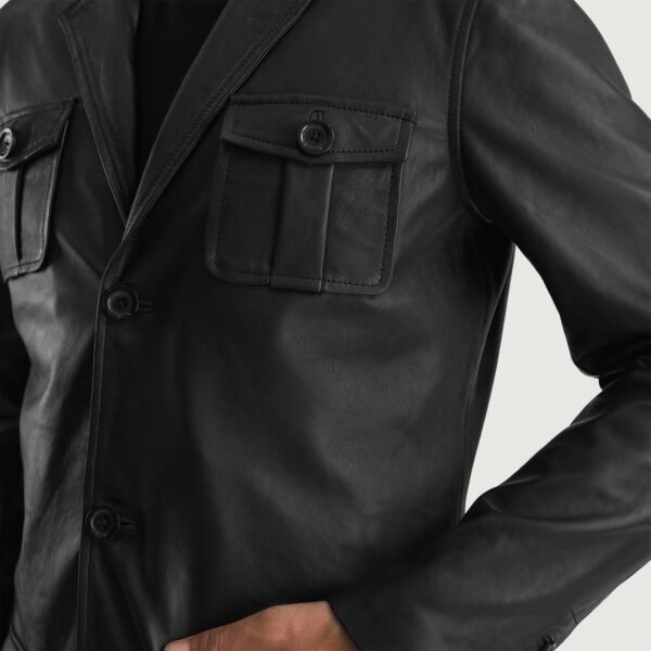 Men_s_Ray_Cutler_Black_Leather_Blazer_Close-Up-9 Ray Cutler Black Leather Blazer