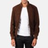 Shane Mocha Goatskin Suede Bomber Jacket