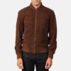 Shane Mocha Goatskin Suede Bomber Jacket