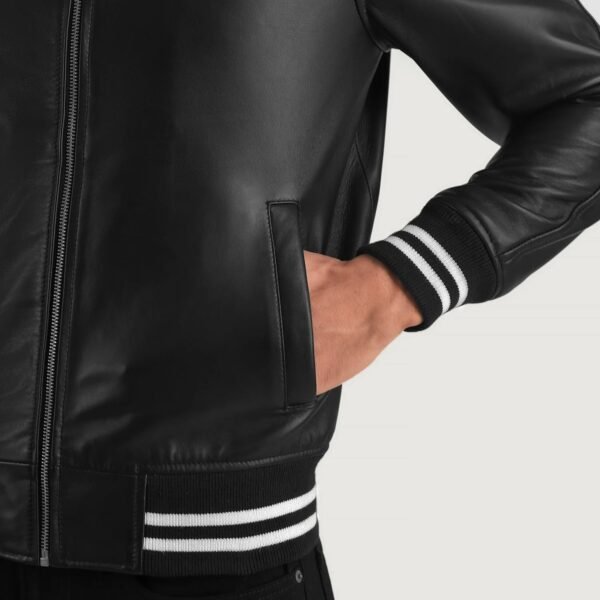 Liberte New Jersey Black Leather Varsity Jacket