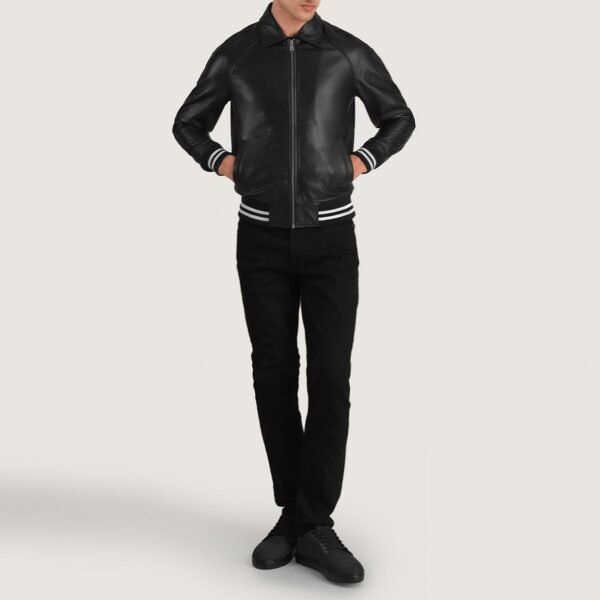 Liberte New Jersey Black Leather Varsity Jacket