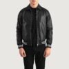 Liberte New Jersey Black Leather Varsity Jacket