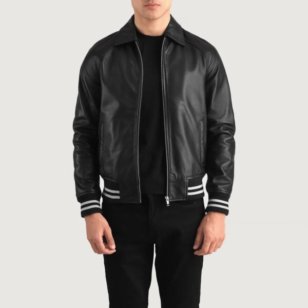 Liberte New Jersey Black Leather Varsity Jacket