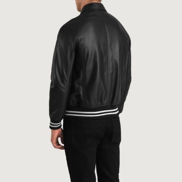 Liberte New Jersey Black Leather Varsity Jacket