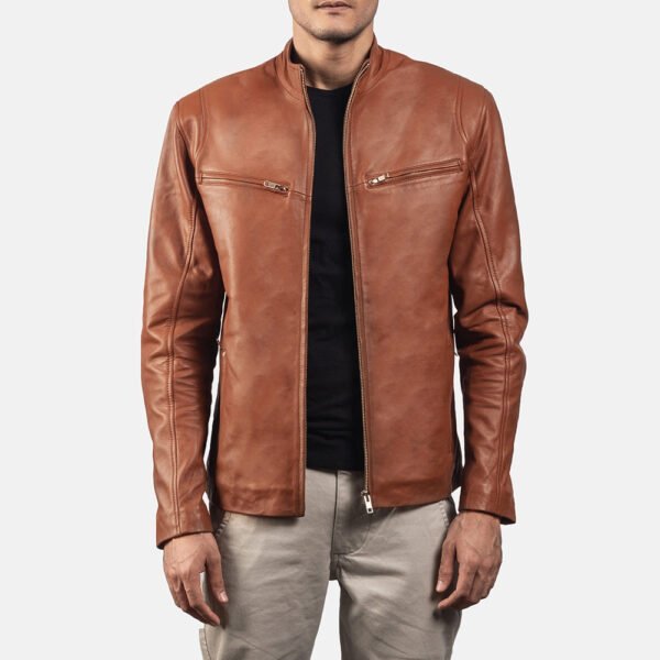 Mens-Ionic-Brown_Leather-Jacket1 Ionic Brown Leather Biker Jacket