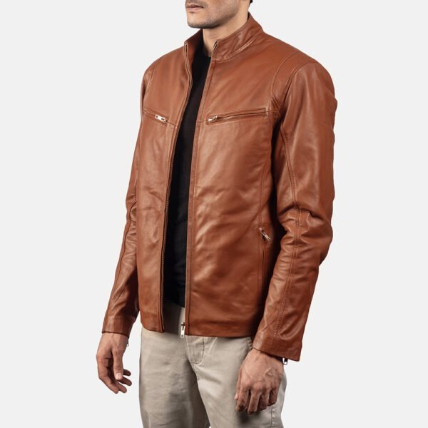 Mens-Ionic-Brown_Leather-Jacket2 Ionic Brown Leather Biker Jacket