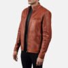 Mens-Ionic-Tan-Brown-Leather-Jacket2 Ionic Tan Brown Leather Biker Jacket