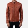 Mens-Ionic-Tan-Brown-Leather-Jacket_5 Ionic Tan Brown Leather Biker Jacket