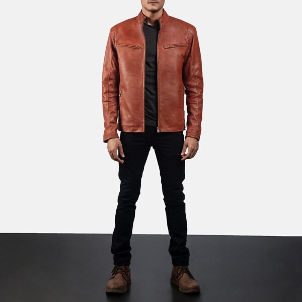 Mens-Ionic-Tan-Brown-Leather-Jacket_6 Ionic Tan Brown Leather Biker Jacket