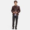Urbane Quilted Maroon Leather Biker Jacket