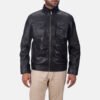 Moulder Hooded Black Leather Jacket