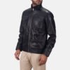 Moulder Hooded Black Leather Jacket