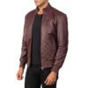 Moda Maroon Leather Bomber Jacket