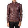 Moda Maroon Leather Bomber Jacket