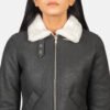 Sherilyn B-3 Black & White Leather Bomber Jacket