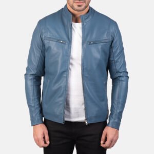 Premium black leather bomber jacket for men 2025 fashion
