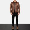 Lavendard Brown Leather Biker Jacket