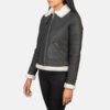 Sherilyn B-3 Black & White Leather Bomber Jacket