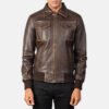 Aaron Brown Leather Bomber Jacket